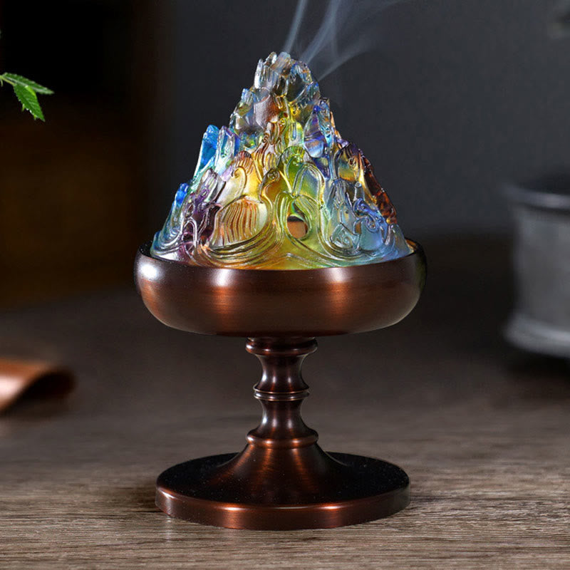 Liuli Crystal Mountain Healing Meditation Incense Burner - Liuli Incense Burner 8.5*13.5cm - image 0