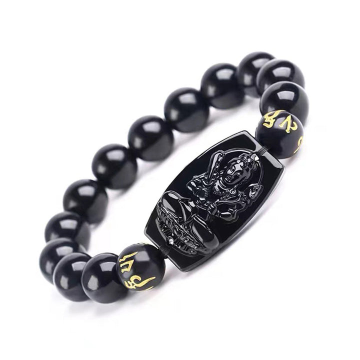 Buddha Stones Chinese Zodiac Obsidian Protection Bracelet - Ox & Tiger-10mm - image 1