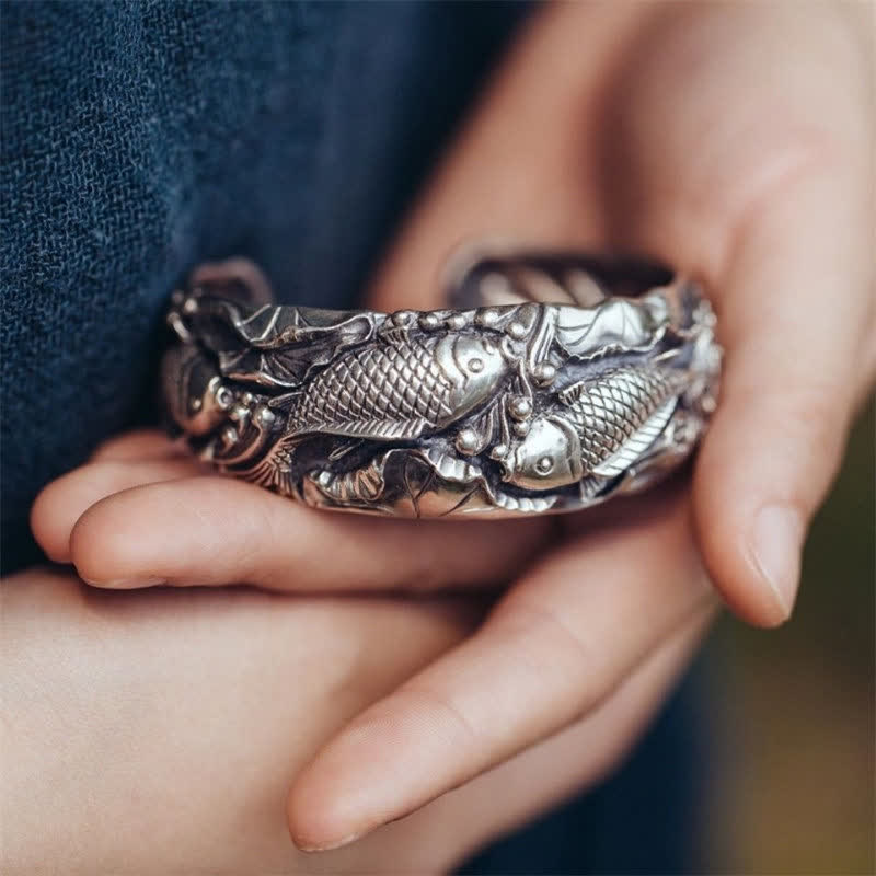 Buddha Stones Koi Fish Lotus Luck Wealth Bracelet Bangle - Koi Fish(Luck♥Prosperity) - image 1