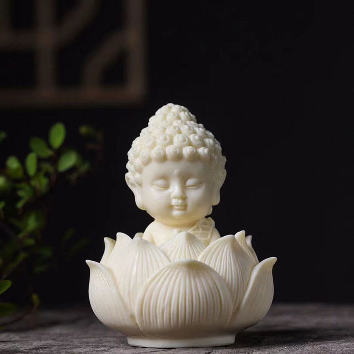 Buddha Stones Mini Ivory Fruit Tathagata Buddha Lotus Kwan Yin Avalokitesvara Manjusri Samantabhadra Serenity Desk Decoration