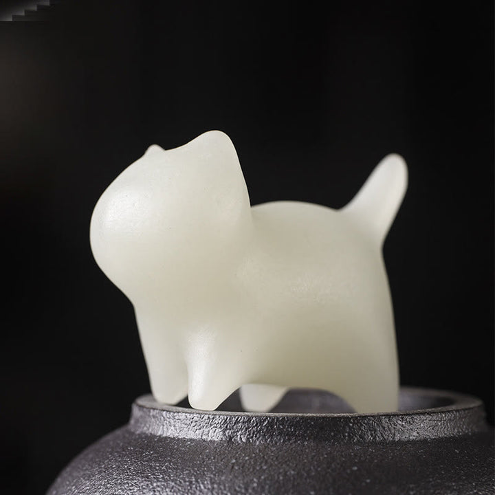 Buddha Stones 2Pcs Mini Cute Cat Glowstone Luminous Lucky Cat Energy Decoration - image 3