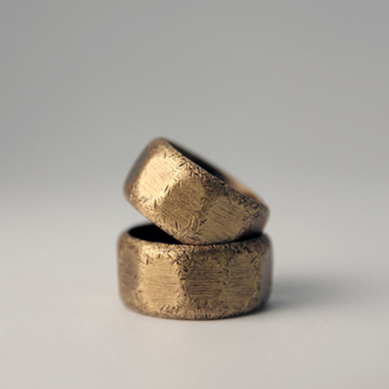 Tibetan Simple Design Copper Brass Frosted Wealth Ring - image 10