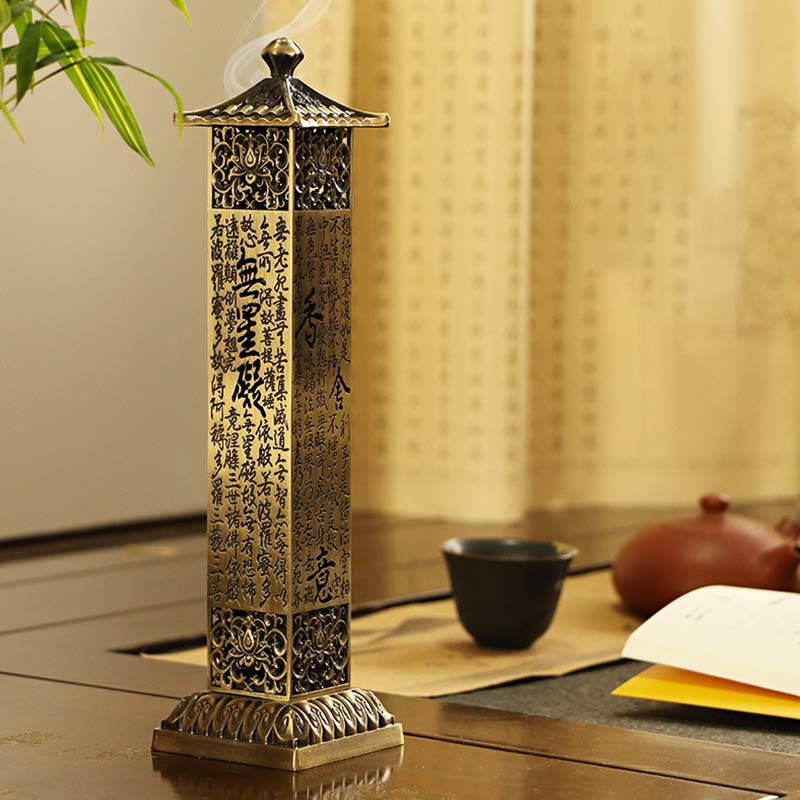 Heart Sutra Alloy Incense Holder Healing Home Decoration Incense Burner - image 2