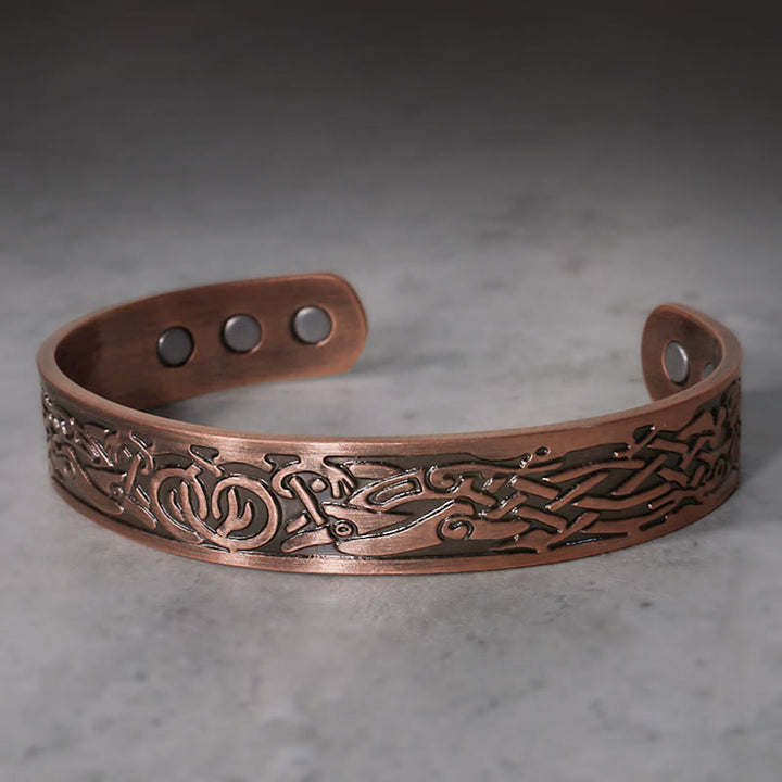 Buddha Stones Viking Birds Magnetic Copper Adjustable Cuff Bracelet Bangle - image 1
