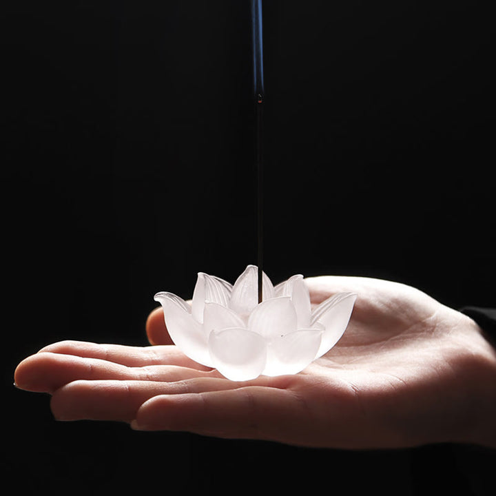 Mini Lotus Liuli Crystal Healing Meditation Stick Incense Burner - White Lotus 6.5*3cm - image 0