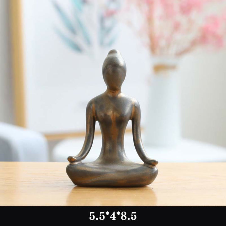 Abstract Yoga Meditation Exercise Ceramics Spiritual Figurine Sculpture Decoration - Gold - Meditation - image 8