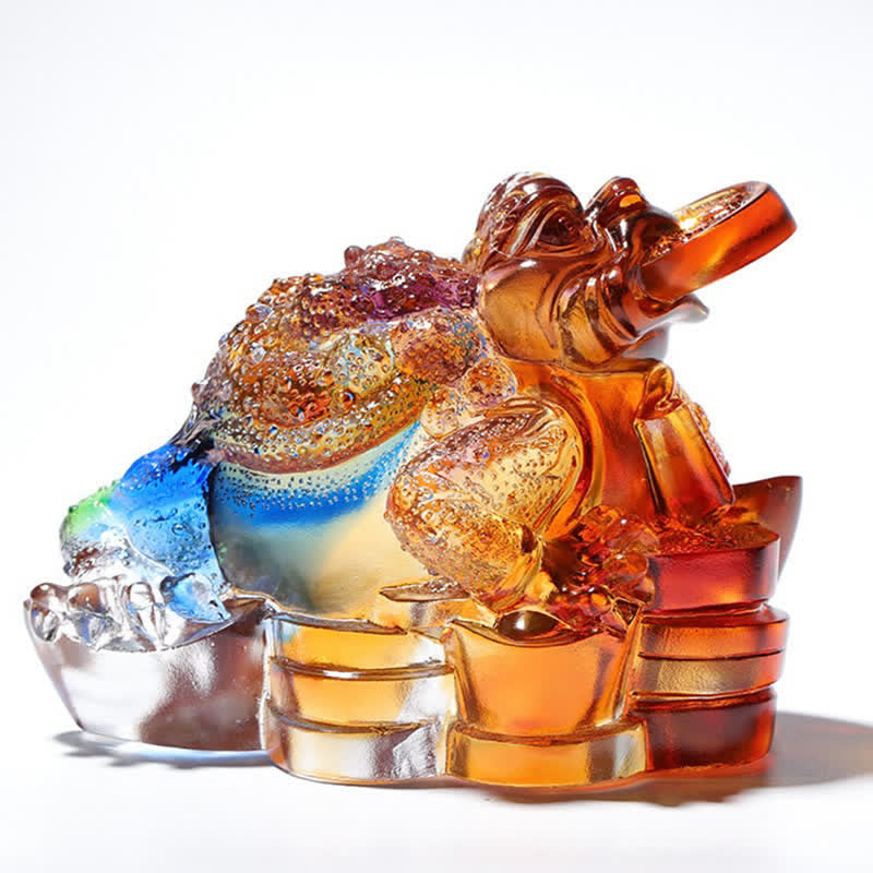 Feng Shui Frog Handmade Liuli Crystal Art Piece Wealth Home Office Decoration - image 11