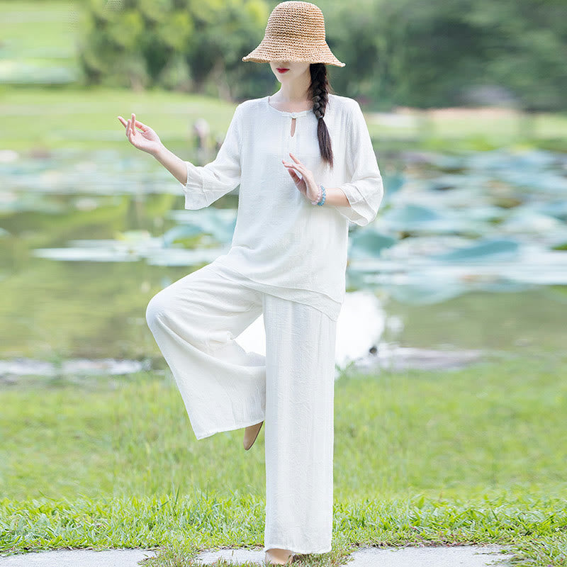 Tai Chi Meditation Prayer Zen Spiritual Morning Practice Clothing Women's Set - image 2