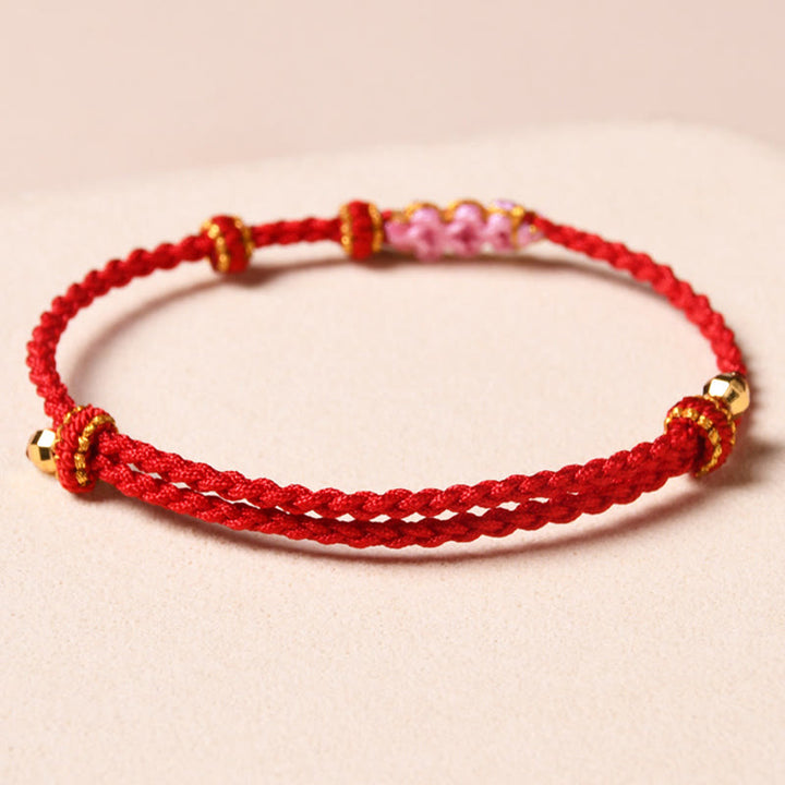 Buddha Stones Handmade Peach Blossom Protection Braided Rope Bracelet