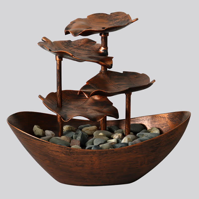 Buddha Stones Lotus Leaf Shaped Waterfall Fountain Tabletop Ornaments With LED Light Home Office Desktop Decoration - image 13