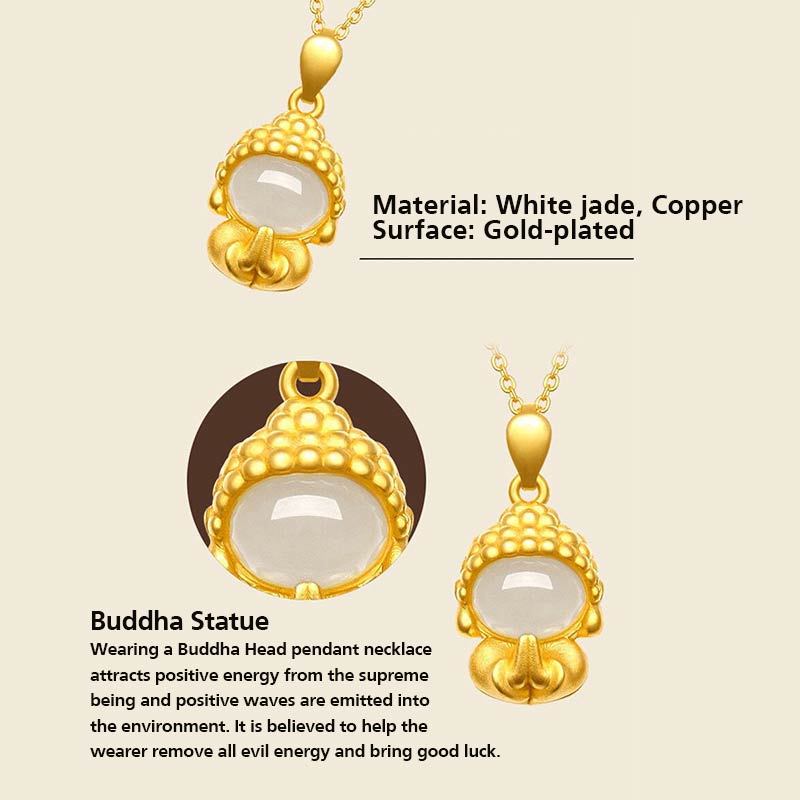 White Jade Buddha Success Pendant Necklace - image 5
