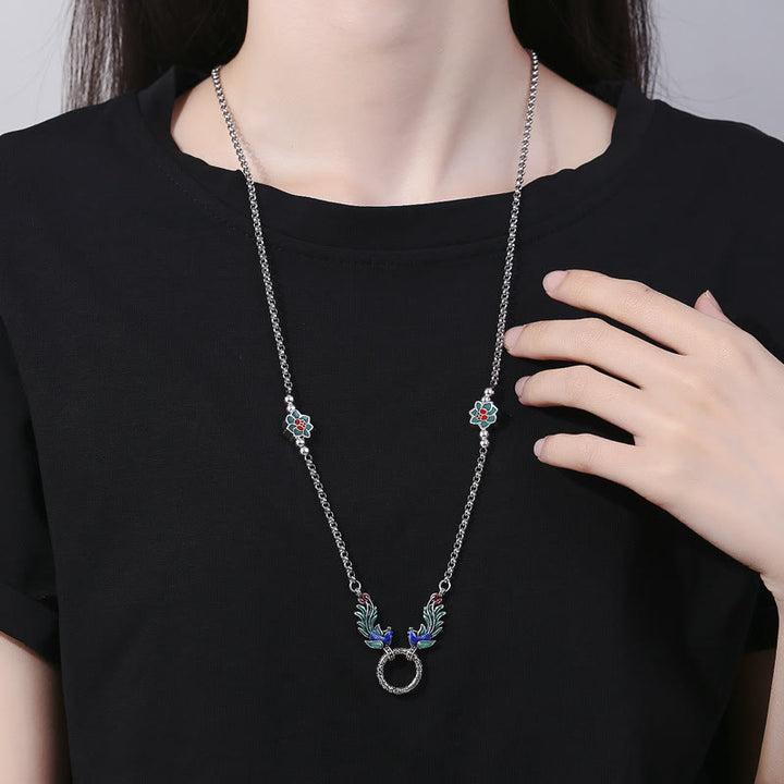Buddha Stones Phoenix Lotus Flower Luck Protection Necklace Pendant - image 4