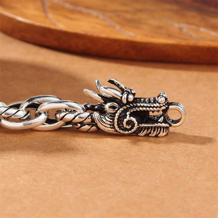 Buddha Stones 925 Sterling Silver Dragon Luck Protection Bracelet - image 5