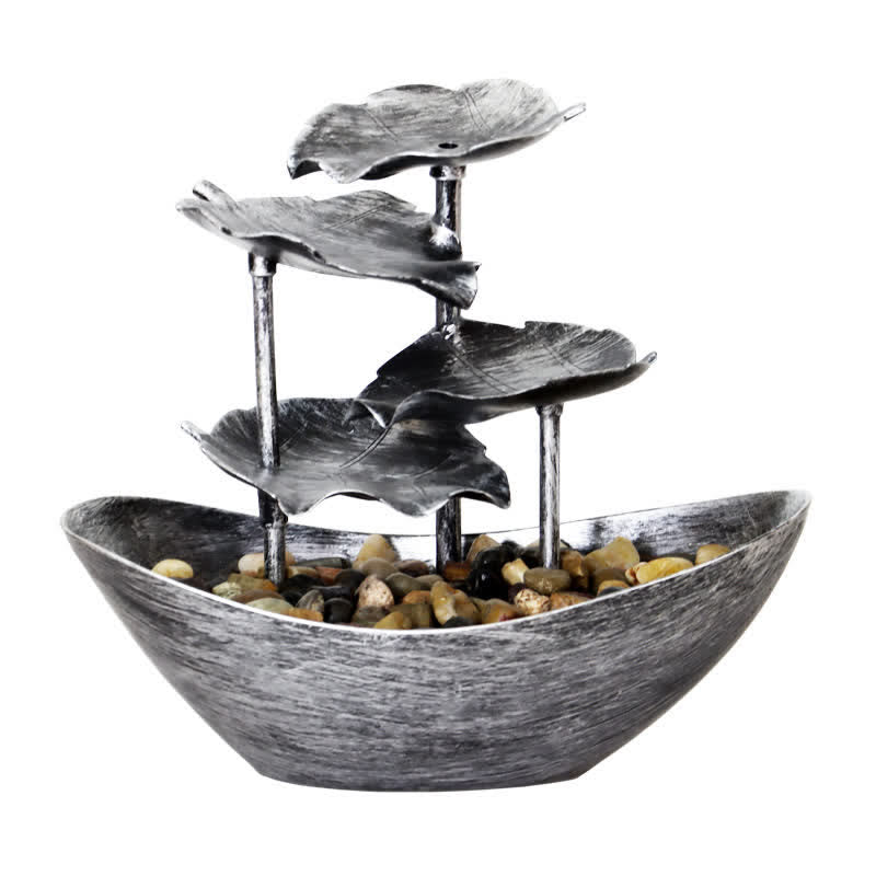 Buddha Stones Lotus Leaf Shaped Waterfall Fountain Tabletop Ornaments With LED Light Home Office Desktop Decoration - image 4