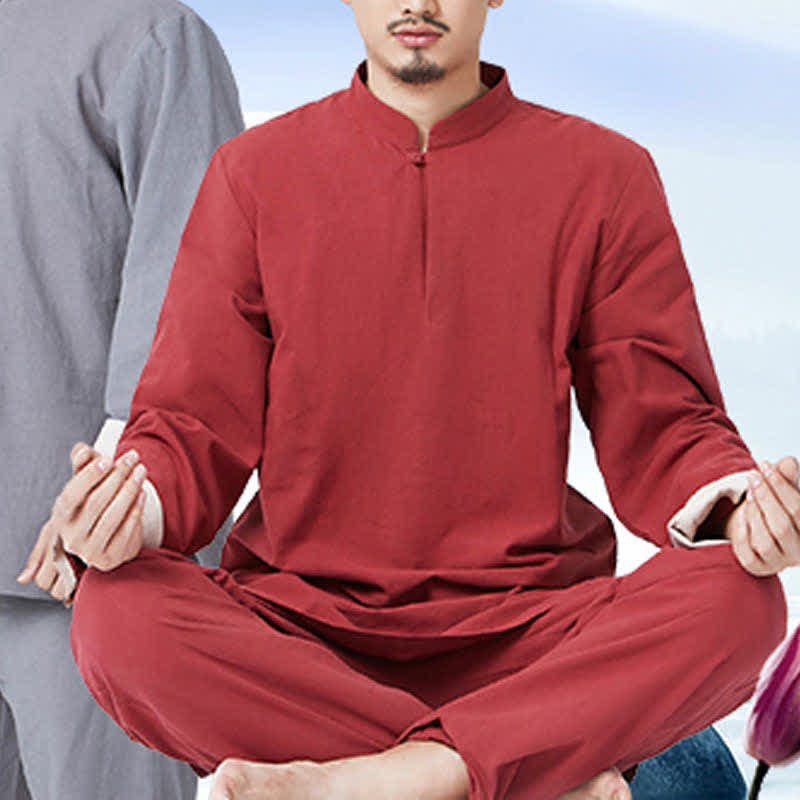 Spiritual Zen Meditation Yoga Prayer Practice Cotton Linen Clothing Men's Set - image 1