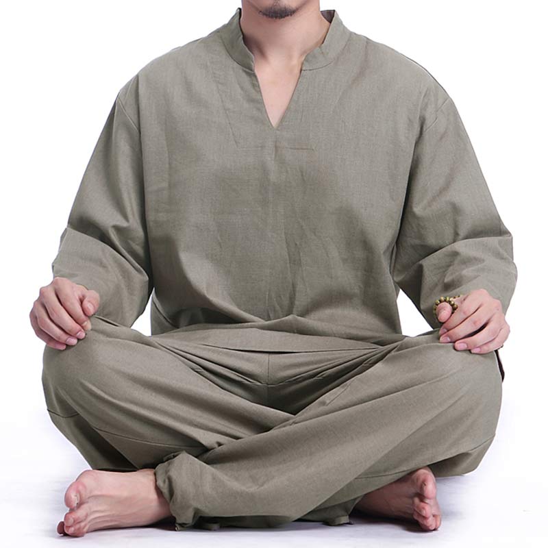Meditation Prayer Spiritual Zen Practice Yoga Clothing Men's Set - DarkSeaGreen - US/UK/AU44，EU54 (3XL) - image 0