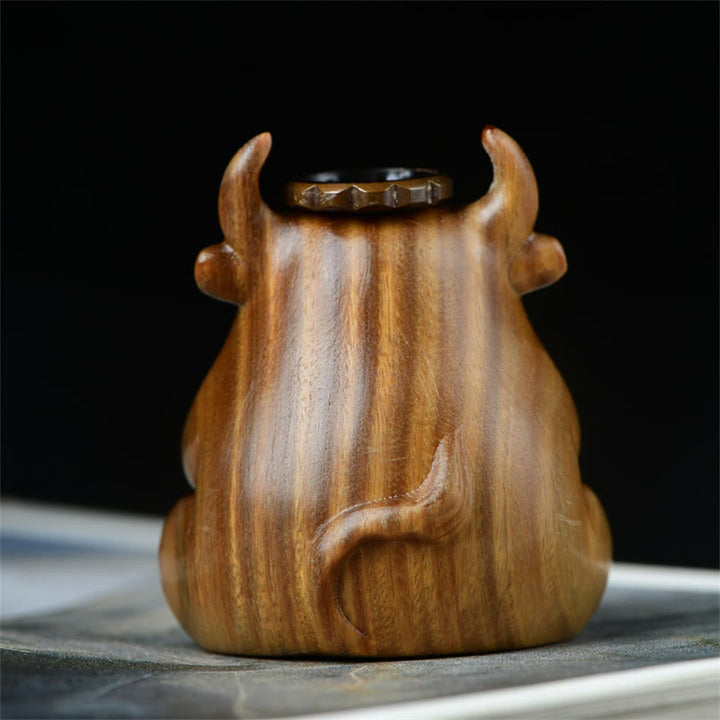 Buddha Stones Green Sandalwood Cute Calf Pattern Meditation Backflow Incense Burner Decoration - image 3
