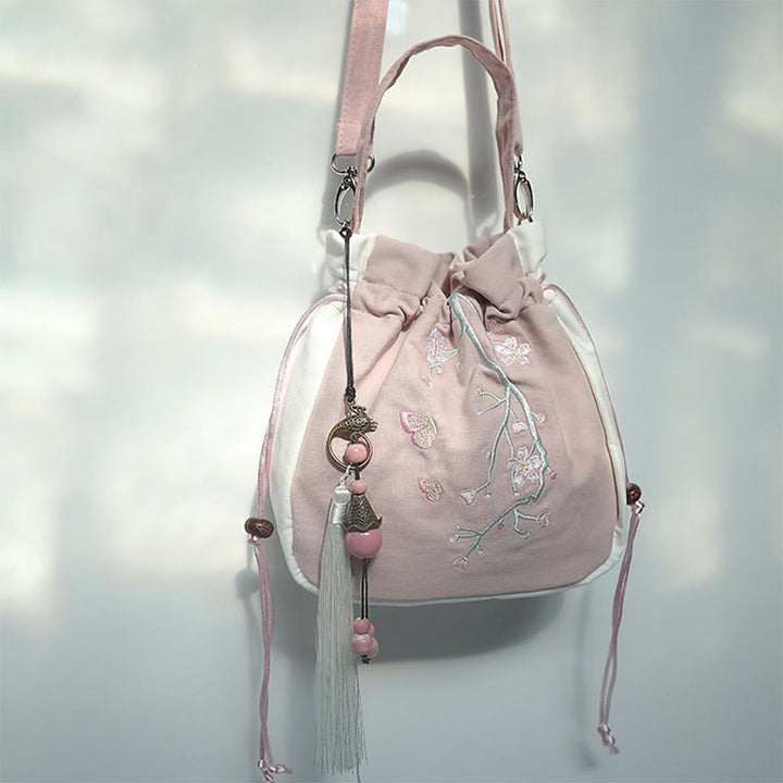 Buddha Stones Handmade Embroidered Flowers Canvas Tote Shoulder Bag Handbag - image 51