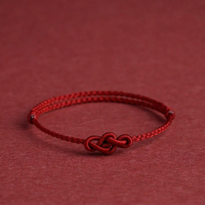 Buddha Stones Minimalist Red String Chinese Knotting Prosperity Bracelet Anklet - Dark Red Bracelet (Wrist Circumference: 5.5–7.1 in/14–18 cm) - image 0
