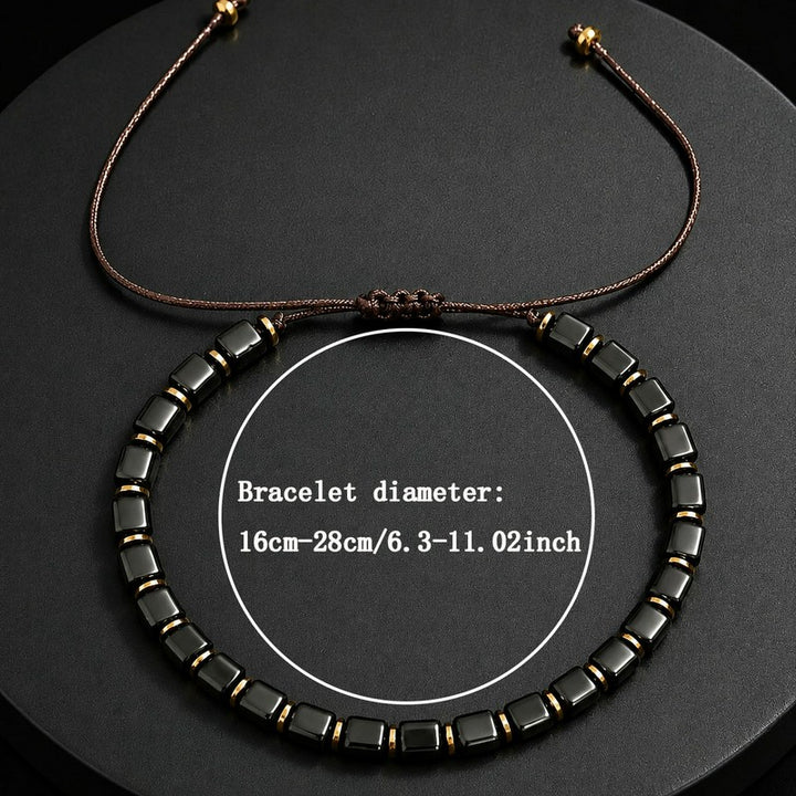 Buddha Stones Black Obsidian Protection Square Bead Braided Adjustable Bracelet - image 2