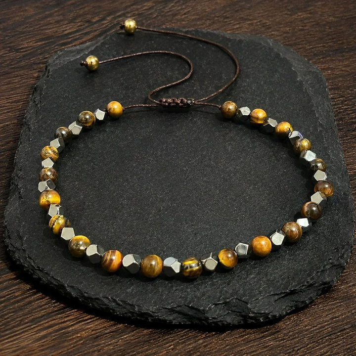 Buddha Stones Tiger Eye Black Magnetite Braided Confidence Adjustable Bracelet - image 1