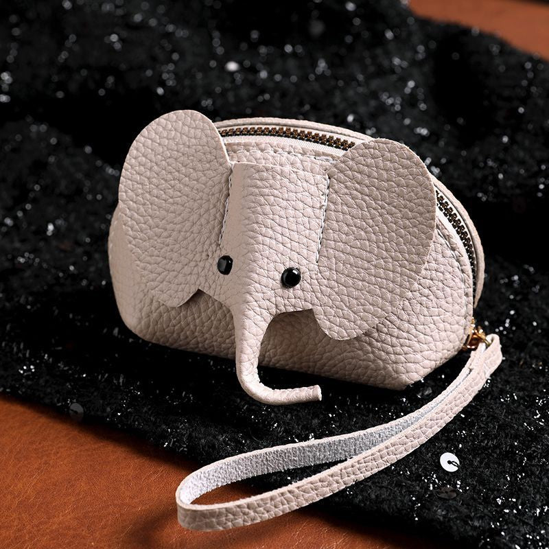 Buddha Stones PU Leather Lucky Elephant Wristlet Wallet - Linen (Approx. 10 cm × 3 cm × 8 cm) - image 1