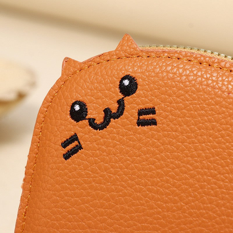 Buddha Stones PU Leather Cat Ear Embroidery Compact Purse - image 8