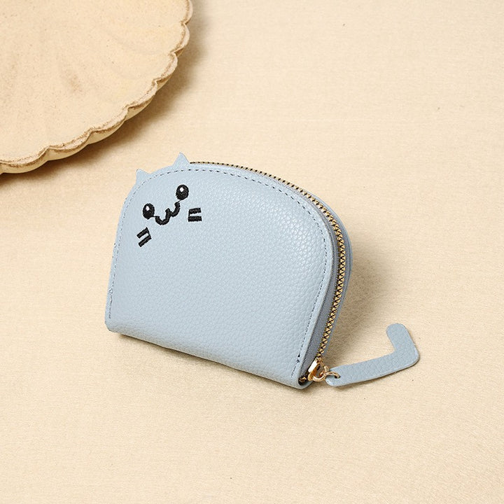 Buddha Stones PU Leather Cat Ear Embroidery Compact Purse - PowderBlue - Approx. 10 cm × 2.5 cm × 9 cm / 3.94 in × 0.98 in × 3.54 in - image 18