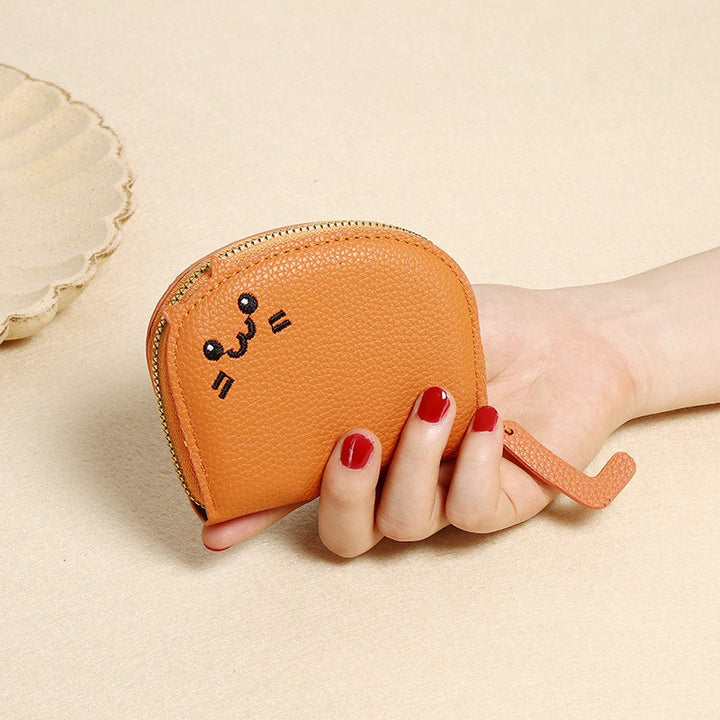Buddha Stones PU Leather Cat Ear Embroidery Compact Purse - image 2