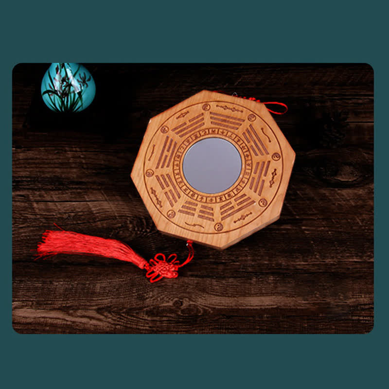 Feng Shui Bagua Map Peach Wood Five-Emperor Coins Chinese Knotting Balance Energy Map Mirror - image 14