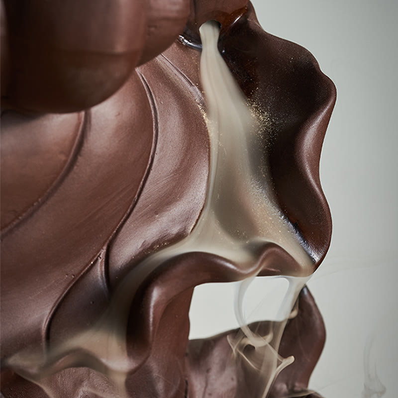 Buddha Stones Lotus Buddha Avalokitesvara Enlightenment Purple Clay Incense Burner Decoration - image 8