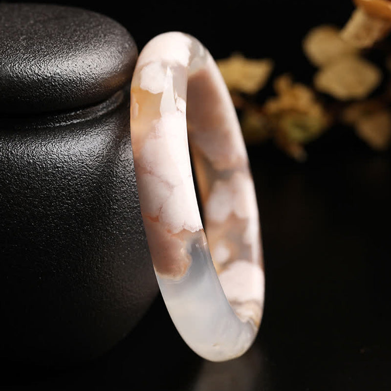 Natural Sakura Agate Peace Bracelet Bangle - image 8