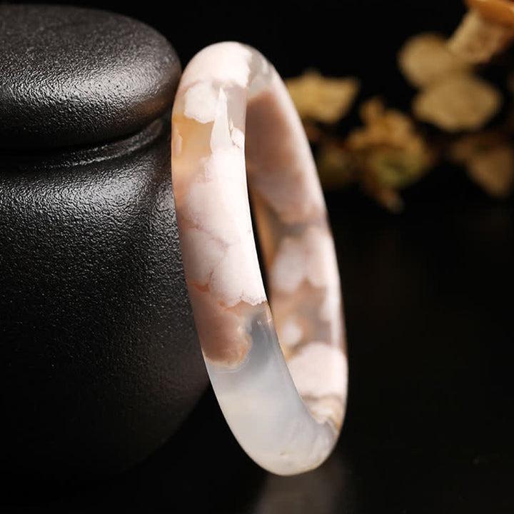 Natural Sakura Agate Peace Bracelet Bangle - image 8