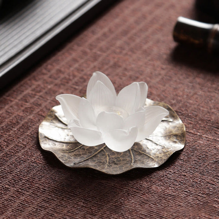 Mini Lotus Liuli Crystal Healing Meditation Stick Incense Burner - image 2
