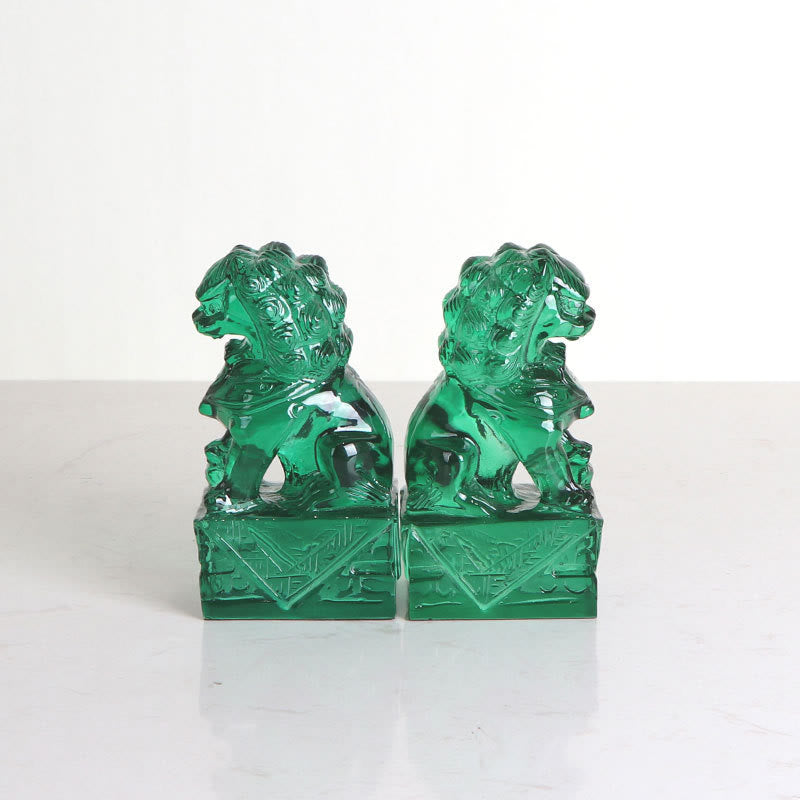 2Pcs Lion Statue Courage Strength Resin Home Office Decoration - A Pair of Lions-Green - image 12