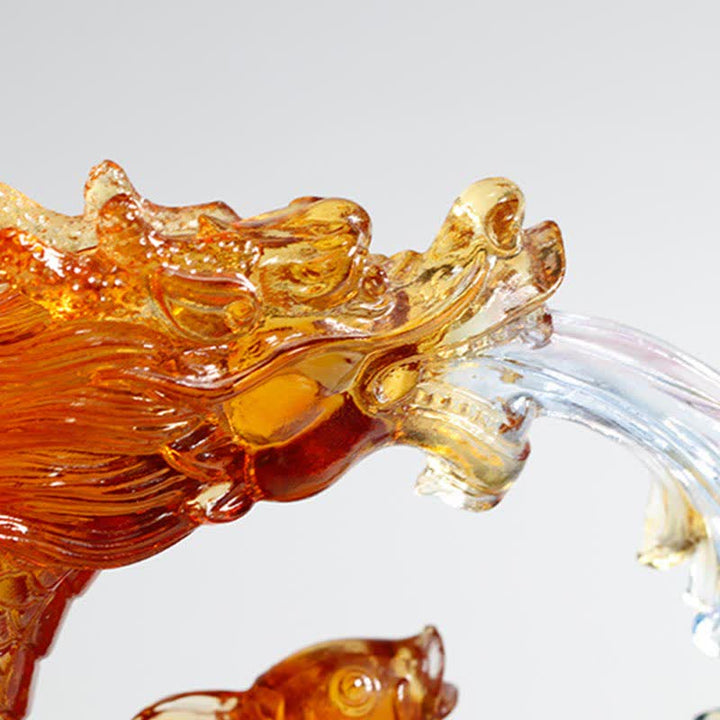 Buddha Stones Feng Shui Dragon Koi Fish Handmade Liuli Crystal Art Piece Home Office Decoration - image 5