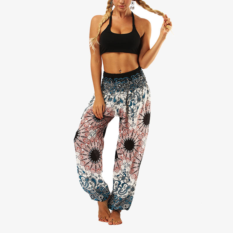 Buddha Stones Hippie Pants Baggy Boho High Waist Lounge Trousers with Pockets Women's Yoga Pants