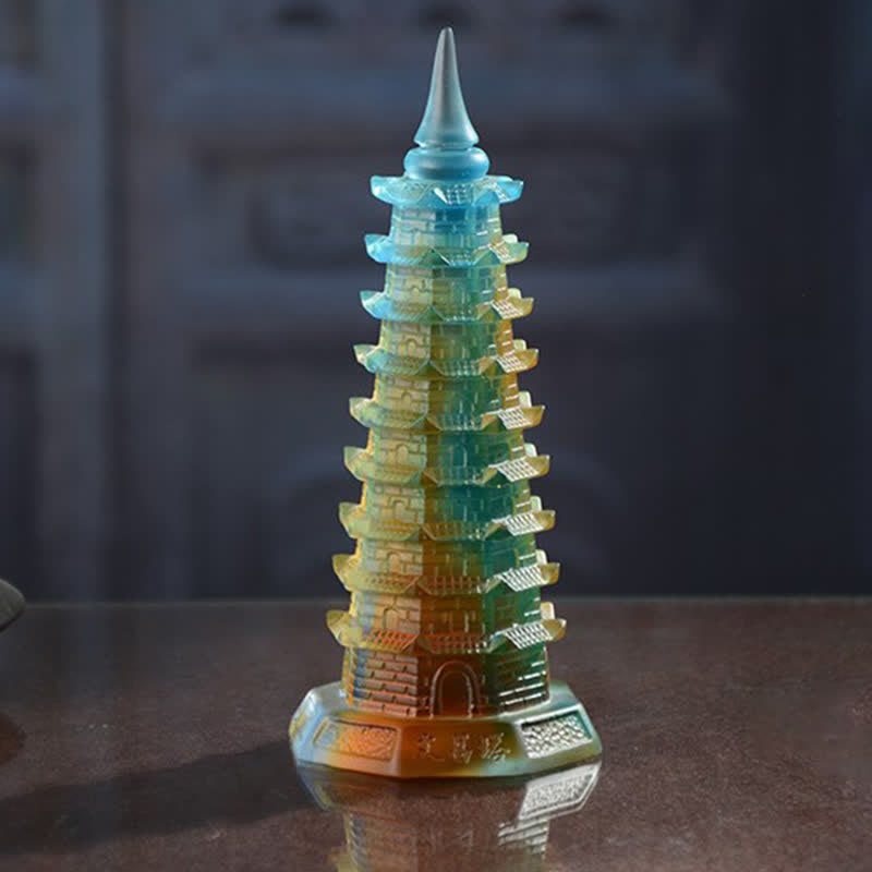Feng Shui Wenchang Tower Handmade Liuli Crystal Pagoda Art Piece Luck Home Office Decoration - image 6