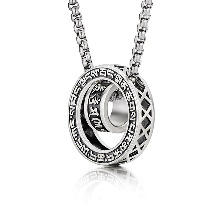 Buddha Stones Tibetan Om Mani Padme Hum Carved Peace Purity Chain Necklace Pendant - image 3