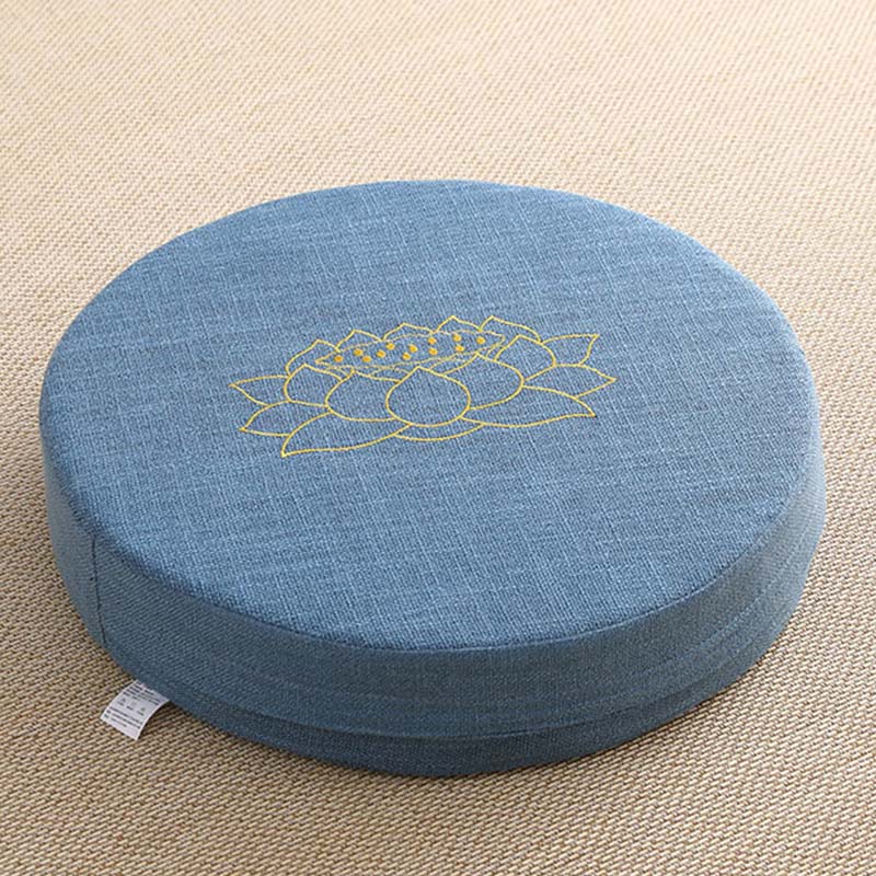 Lotus Embroidery Cotton Linen Meditation Seat Cushion - Soft - 40cm*10cm - SteelBlue - image 16