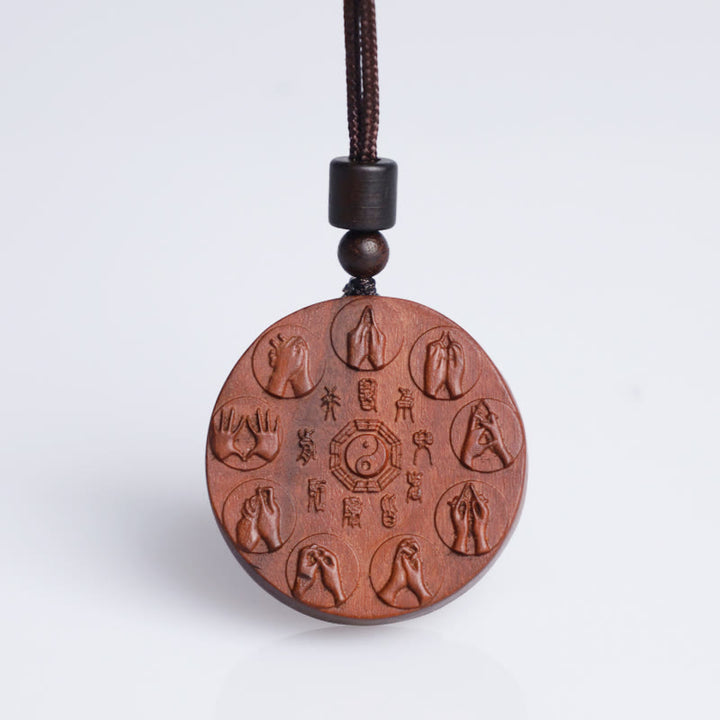 Buddha Stones Lightning Struck Jujube Wood Yin Yang Bagua Mountain Ghosts Spend Money Protection Necklace Pendant