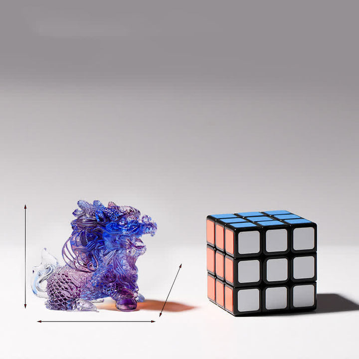 Feng Shui Kirin Handmade Liuli Crystal Art Piece Home Office Decoration - image 3