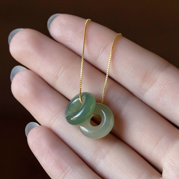 Buddha Stones Natural Round Jade Peace Buckle Luck Abundance Necklace Pendant - image 16