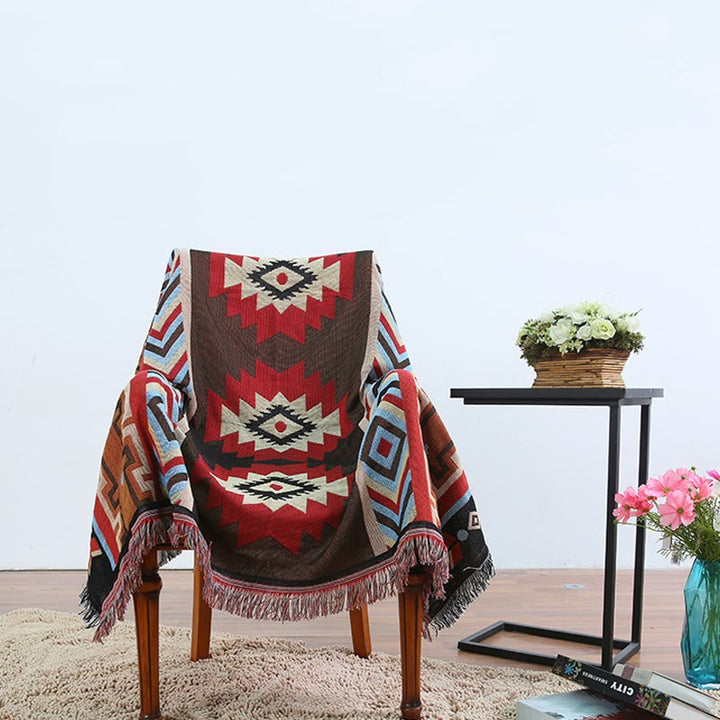 Buddha Stones Tibetan Geometric Hand-Dyed Craftsman Blanket - image 9