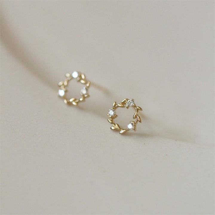 Buddha Stones 925 Sterling Silver Tiny Wreath Stud Blessing Flower Earrings - image 5