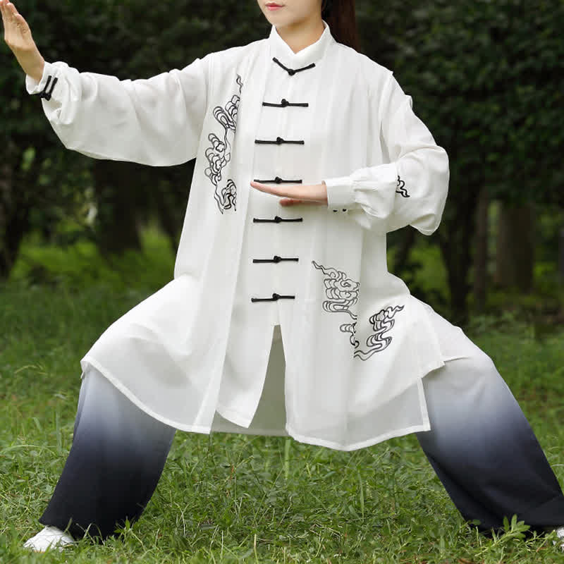 Auspicious Clouds Gradient Meditation Prayer Spiritual Zen Tai Chi Qigong Practice Women's Clothing Set - image 3
