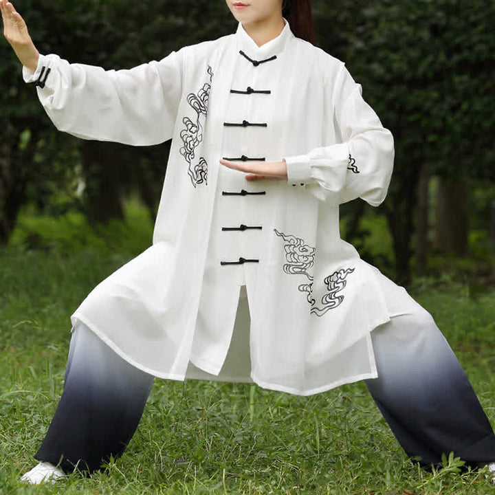 Auspicious Clouds Gradient Meditation Prayer Spiritual Zen Tai Chi Qigong Practice Women's Clothing Set - image 3