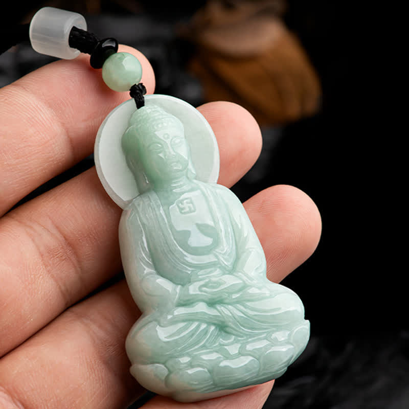 Buddha Stones Amitabha Buddha Jade Amulet Compassion String Necklace