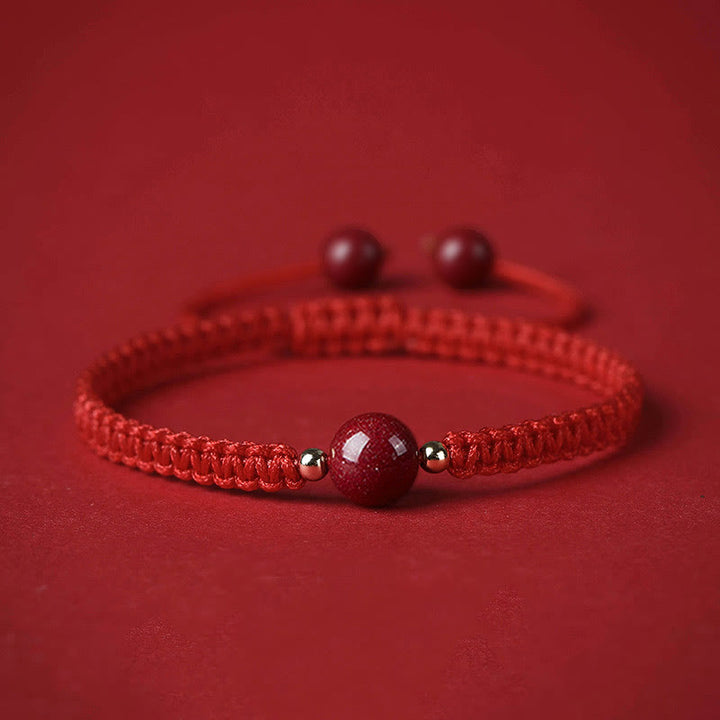 Buddha Stones Lucky Cinnabar Bead Blessing Red String Bracelet