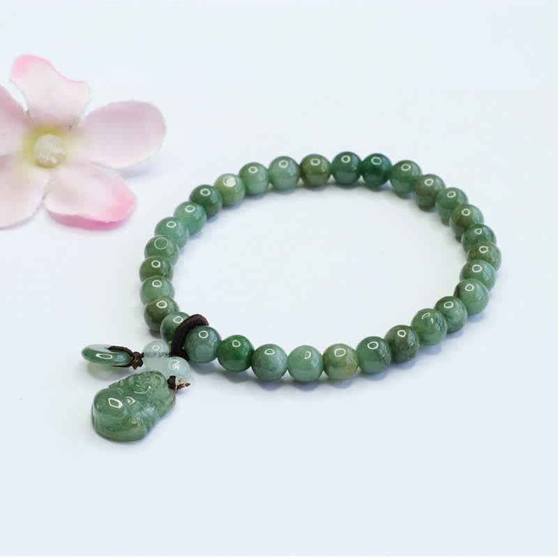 Buddha Stones Laughing Buddha Cyan Jade Healing Bracelet - image 7